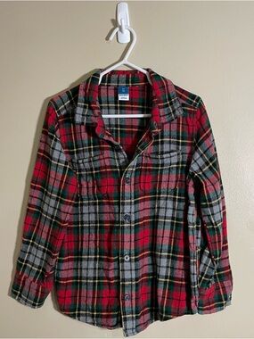 Old Navy Red & Green Plaid Button-Up Shirt Boys Size 5T